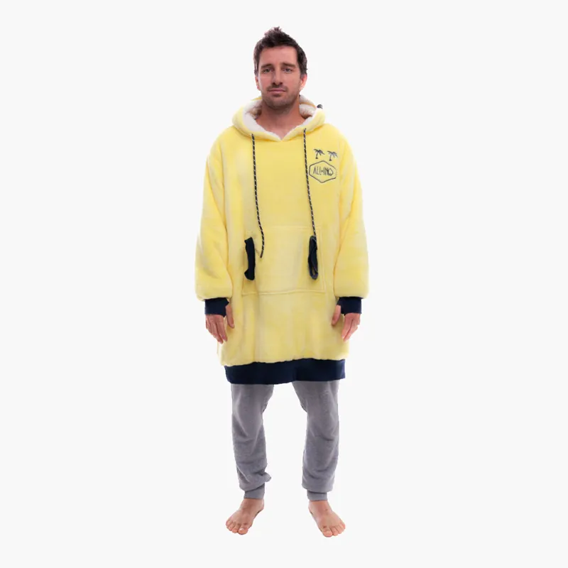 All In Plaid Sherpa Poncho Dark Yellow-3